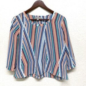 Belle + Sky Rainbow Striped Blouse